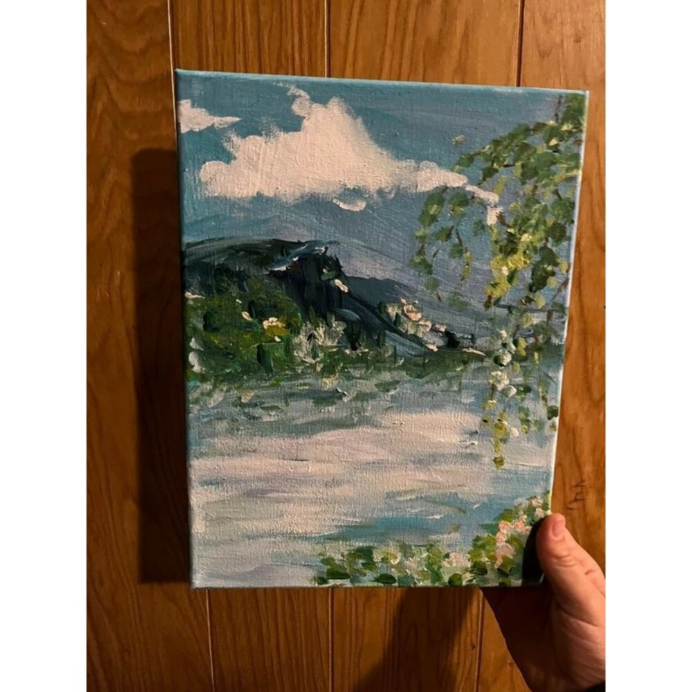 Lake cuomo plein air original acrylic landscape